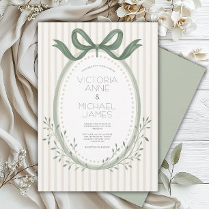 Vintage Sage Green Élégant Mariage Invitation