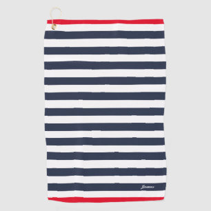 Vintage-Sailor Navyblau rote Streifen gestreift Golfhandtuch