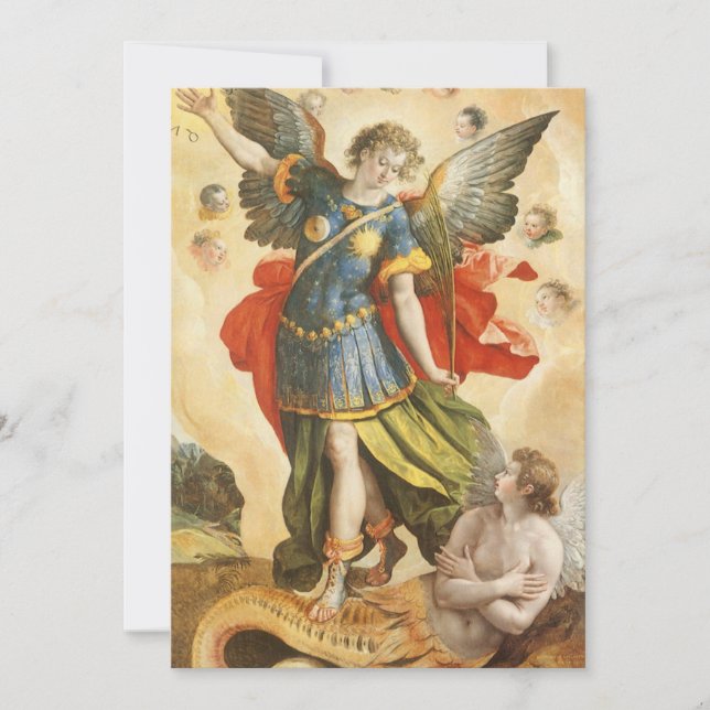 Vintage Saint Michael Defeats Lucifer Invitation (Devant)