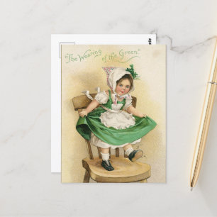 vintage Saint Patrick's Day Mädchen  Postkarte