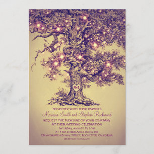 Vintage Saitenlichter Tree Rustikale Hochzeitseinl Einladung