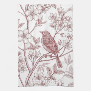 Vintage Sakura Cherry Blossom & Bird Ästhetik 1 Geschirrtuch