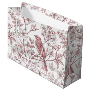 Vintage Sakura Cherry Blossom & Bird Ästhetik 1 Große Geschenktüte