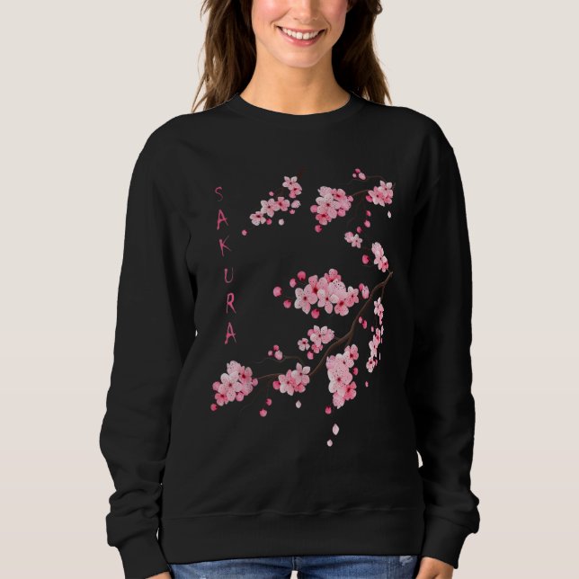 Vintage Sakura Cherry Blossom Japanese Graphical A Sweatshirt (Vorderseite)