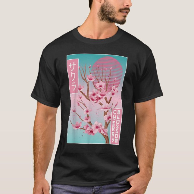 Vintage Sakura Cherry Blossom Japanese T-Shirt (Vorderseite)