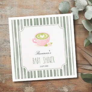 Vintage-Salbei-gestreifte Matcha-Teeparty-Baby-Sho Serviette