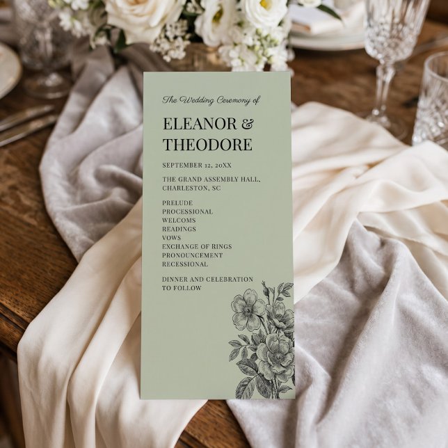 Vintage Salbeigrün Florales Romantisches Programm (Vintage Sage Green Floral Romantic Program)
