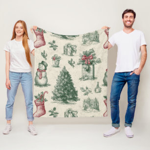 Vintage Salbeigrün Winter Toile Weihnachten Fleecedecke