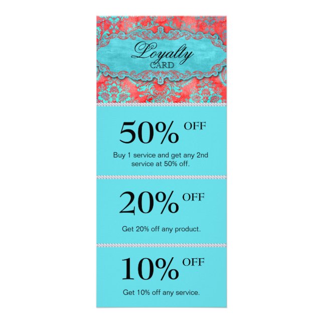 Vintage Salon Loyalty Card Damask Fashion Jewelry Werbekarte (Vorne)