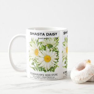 Vintage-Samenpaket-Kunst, Shasta-Gänseblümchen-Blu Kaffeetasse
