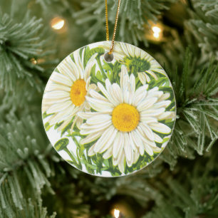 Vintage-Samenpaket-Kunst, Shasta-Marguerite-Blumen Keramik Ornament