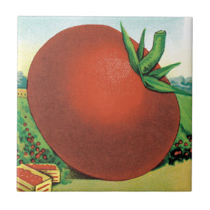 Vintage-Samenpaket-Label-Kunst, Burt's Seed Tomato Fliese