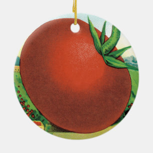 Vintage-Samenpaket-Label-Kunst, Burt's Seed Tomato Keramik Ornament