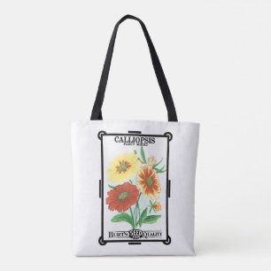 Vintage-Samenpaket-Label-Kunst, Calliopsis-Blumen Tasche