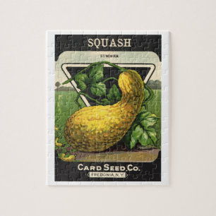 Vintage-Samenpaket-Label-Kunst Gelber Sommersquash