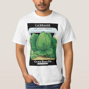 Vintage-Samenpaket-Label-Kunst, Grüner Kohl T-Shirt