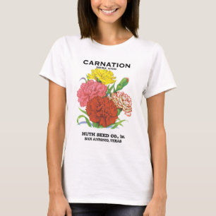 Vintage-Samenpaket-Label-Kunst, Nelkenblumen T-Shirt