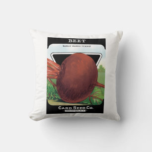 Vintage-Samenpaket-Label-Kunst, Rüben-Gemüse Kissen