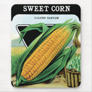 Vintage-Samenpaket-Label-Kunst, Süßer Gelber Mais Mousepad