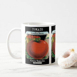 Vintage-Samenpaket-Label-Kunst, Tomate Pomodoro Kaffeetasse