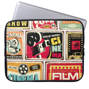 Vintage Sammlung von Kinozinnschildern. Filmbranch Laptopschutzhülle