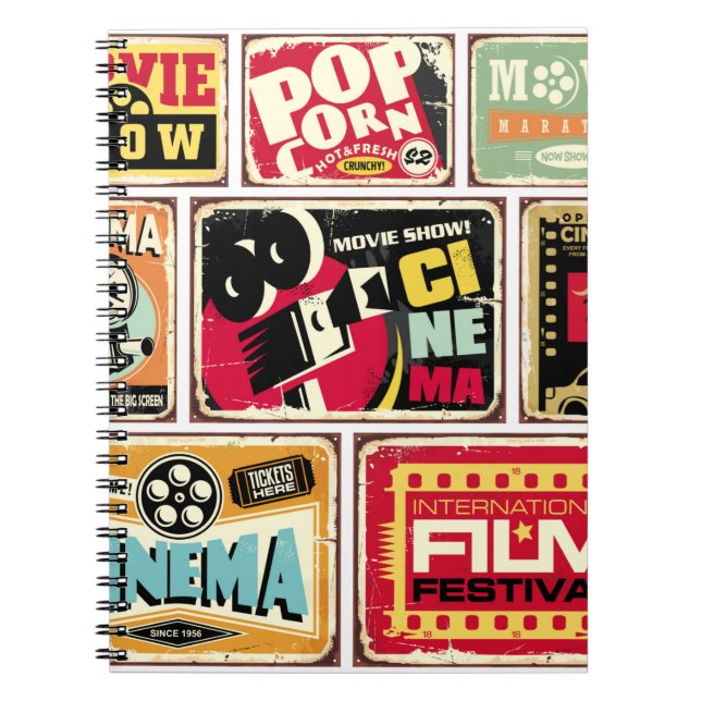 Vintage Sammlung von Kinozinnschildern. Filmbranch Notizblock (Vorderseite)