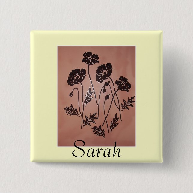 Vintage Samt-Mohnblumen Button (Vorderseite)