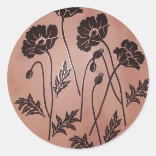 Vintage Samt-Mohnblumen Runder Aufkleber