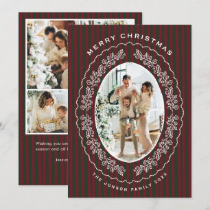 Vintage Samt Weihnachten Rot Grün Gestreift 5 Foto