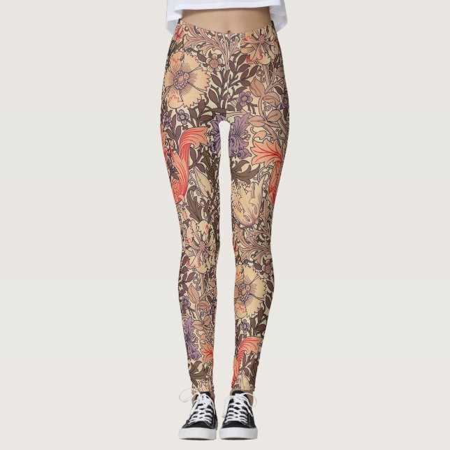 Vintage samtene Blumendrucke Leggings (Vorderseite)
