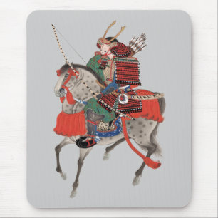 Vintage Samurai auf einem Pferd, ca. 1878 Mousepad