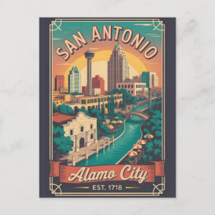 Vintage San Antonio Texas Retro-Reise Feiertagspostkarte
