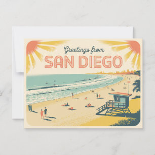 Vintage San Diego Postkarte   Grüße aus