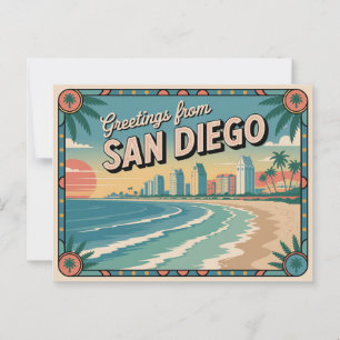 Vintage San Diego Postkarte   Grüße aus