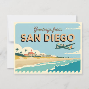Vintage San Diego Postkarte Grüße aus