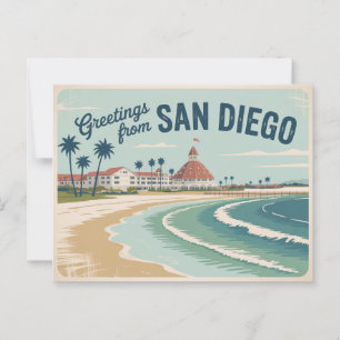 Vintage San Diego Postkarte Grüße aus