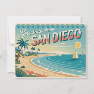 Vintage San Diego Postkarte Grüße aus