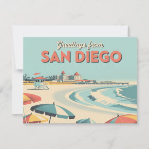 Vintage San Diego Postkarte Grüße aus