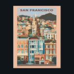 Vintage San Francisco California Gemälde Ladys Postkarte<br><div class="desc">Jeder würde Liebe,  diese Vintage Reise Postkarte mit einer Retro-Abbildung der Skyline der Stadt San Francisco,  Kalifornien,  einschließlich der bemalten Ladys Häuser zu erhalten!</div>