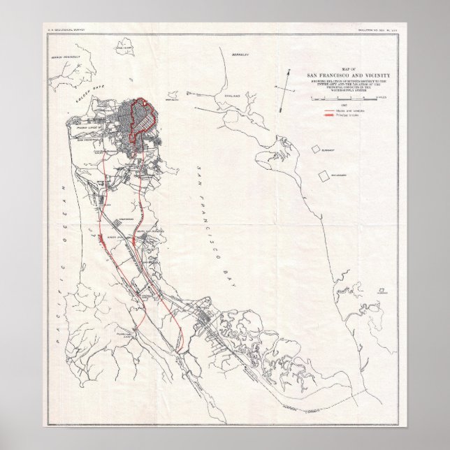 Vintage San Francisco Halbinsel Erdbebenkarte Poster (Vorne)