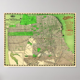 Vintage San Francisco Karte von 1909 Poster