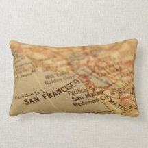 Vintage San Francisco Map Lumbar Coussin