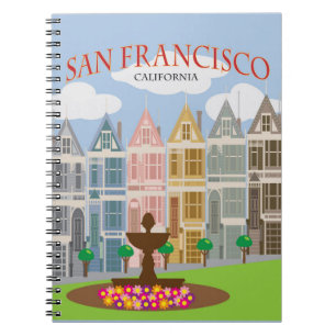 Vintage San Francisco Postcard Row Notizblock
