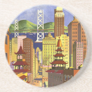 Vintage San Francisco Sandstein Untersetzer