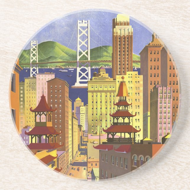 Vintage San Francisco Sandstein Untersetzer (Vorne)