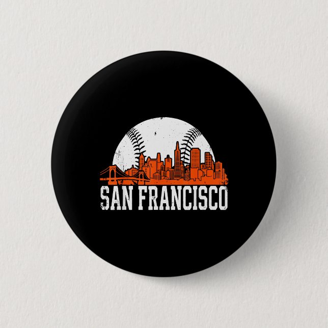 Vintage San Francisco Skyline Baseball Geschenk Mä Button (Vorderseite)