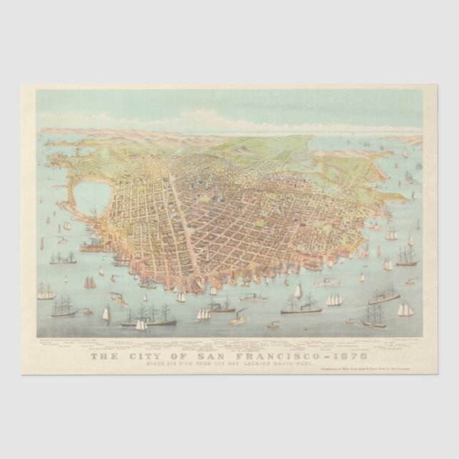 Vintage San Francisco wiederhergestellte Karte, 18 Seidenpapier (Vorderseite)