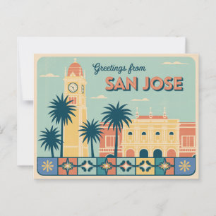 Vintage San Jose Postkarte Grüße aus