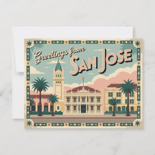 Vintage San Jose Postkarte Grüße aus