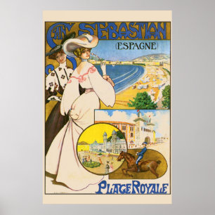 Vintage San Sebastián Spanien Reise-Kunst Poster